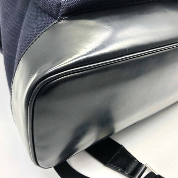 AUTH BALENCIAGA 392007 Backpack-Bag Canvas x Leather Navy/Black - Picture 5 of 8